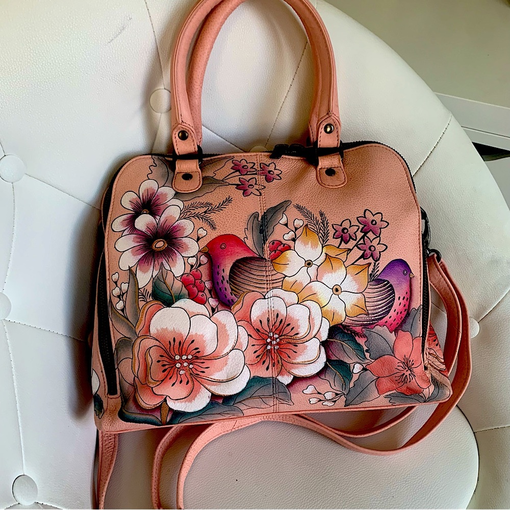 Anuschka Vintage Garden Hand Painted Satchel